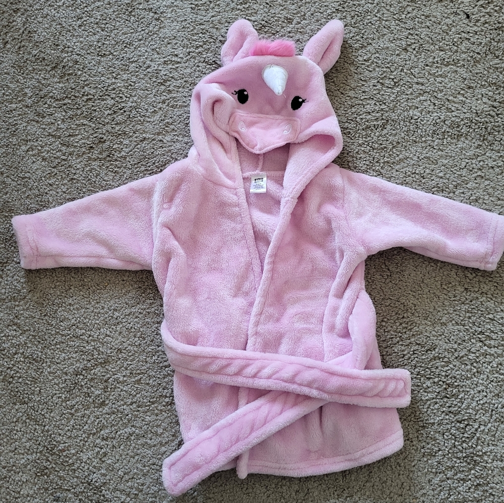Baby girl pink unicorn pink robe